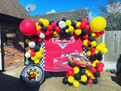 Mouse Balloons Garland Arch Kit 100pcs Red Black Yellow Confetti Balloons