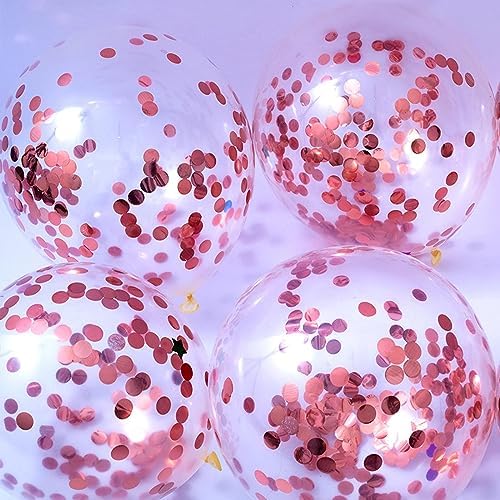 Rose Gold Confetti Balloons 25 Pcs for Party Decorations