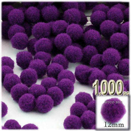 The Crafts Outlet 1000 Piece Pom Poms Purple 12mm