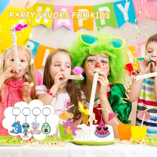 65 PCS Cute Keychains for Kids Party Favors