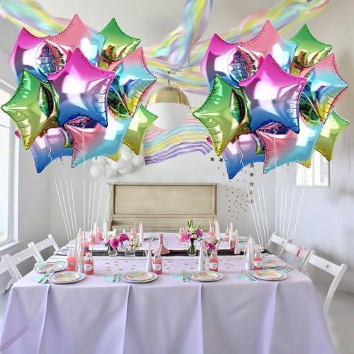 TAOYE Gradient Star Foil Balloons 18 Inch Pack of 9