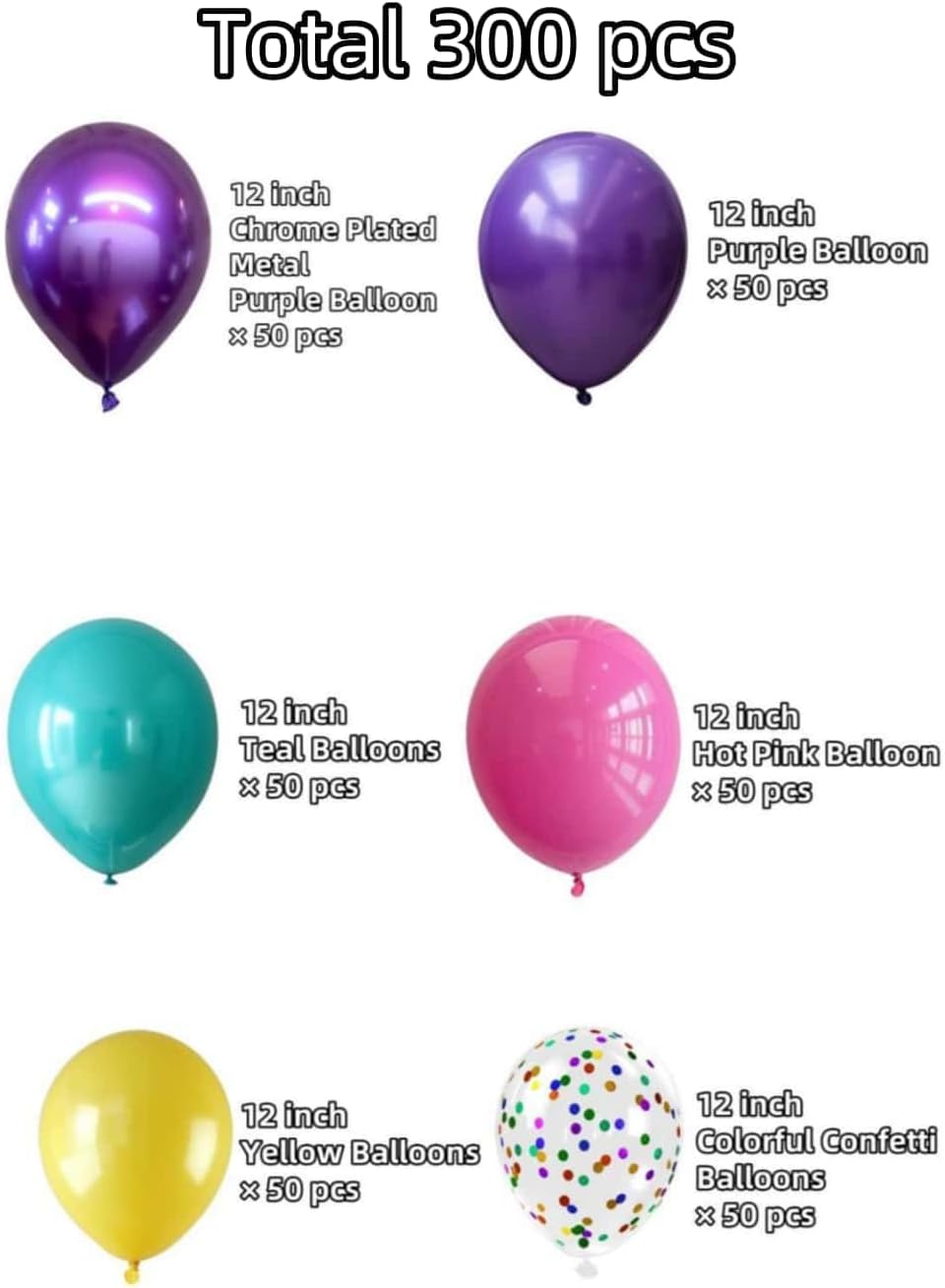 300 Pcs Mermaid Balloons Set for Birthday Parties
