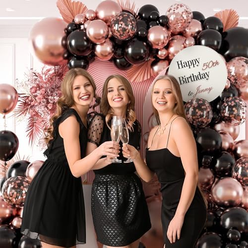 132pcs Rose Gold and Black Balloon Arch Kit for Parties