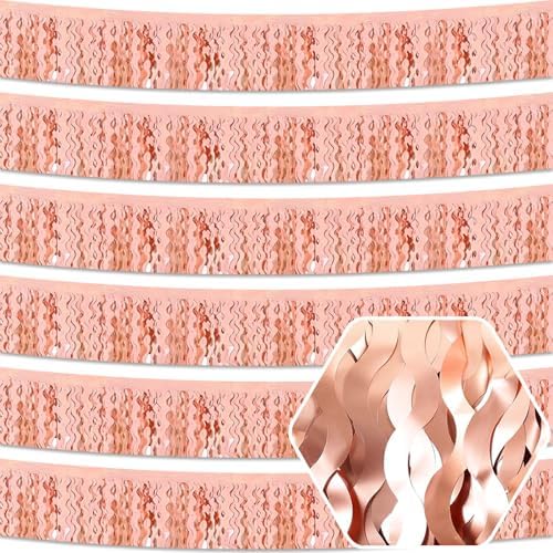 6 Pack 10 Feet Rose Gold Wave Foil Garland