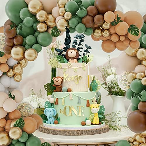 142PCS Safari Balloon Garland Kit with Leaves and Strips