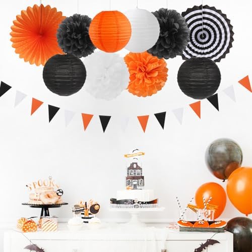 Burgleda Orange Black White Party Decorations Kit 20PCS