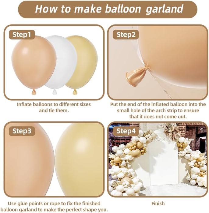 Sand White Balloon Garland Kit with 124Pcs Arch