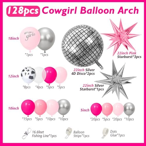 128pcs Disco Cowgirl Balloon Decor Kit