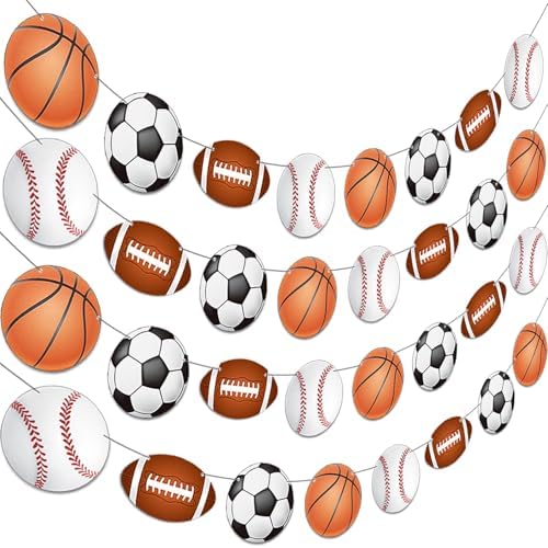 4 PCS Sports Theme Party Banners Garland Decorations