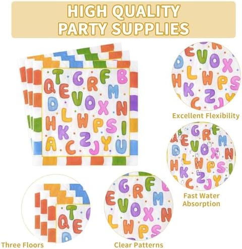 Grencian 96Pcs Alphabet Number Party Supplies Set for Kids and Adults