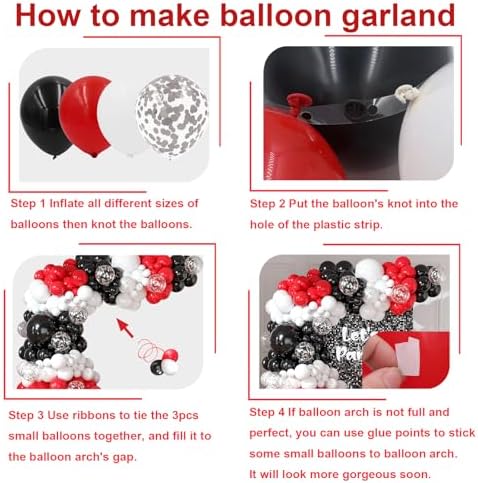 Red Black White Balloon Arch Kit 164pcs