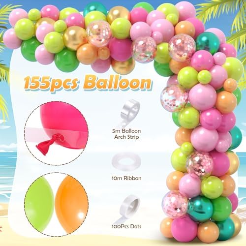 178Pcs Tropical Luau Balloons Arch Kit