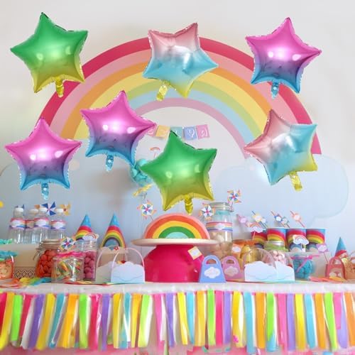 TAOYE Gradient Star Foil Balloons 18 Inch Pack of 9