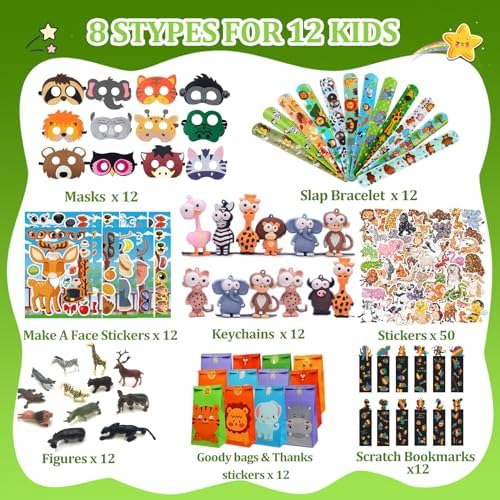 158 pcs Jungle Safari Party Favors for Kids