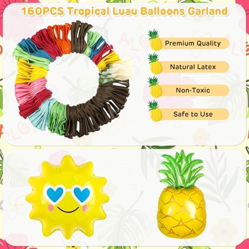 Amandir Tropical Beach Luau Balloon Garland Arch Kit for Summer Birthday Parties