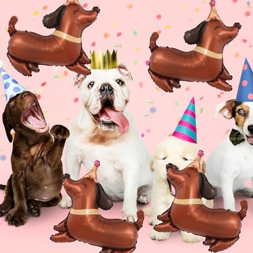 5Pcs Dachshund Dog Birthday Balloons for Pet Party