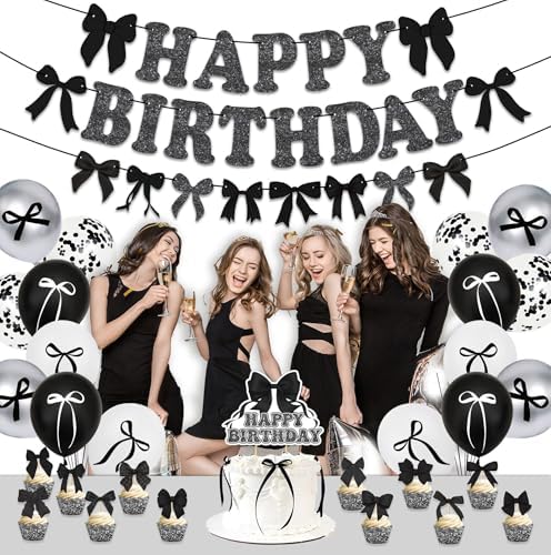 Black Bow Birthday Party Decoration Kit