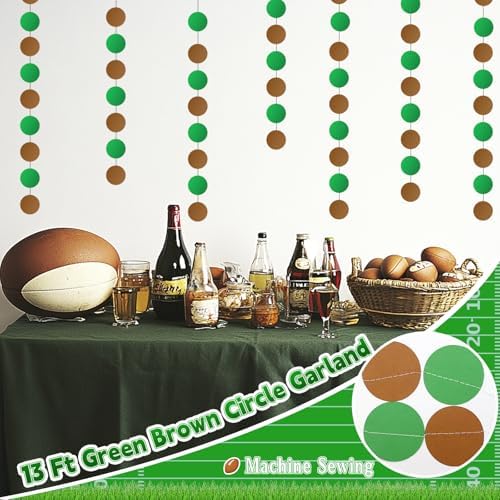 4Pcs Glitter Green Football Party Banners with Hanging Straps