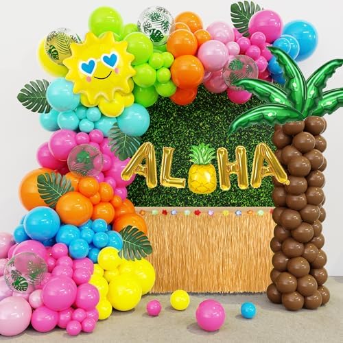Amandir Tropical Beach Luau Balloon Garland Arch Kit for Summer Birthday Parties