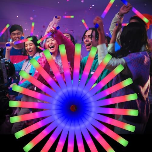 130 PCS LED Foam Glow Sticks with 3 Modes
