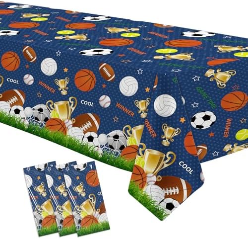 Owelleny Sports Birthday Tablecloth Set 3Pcs