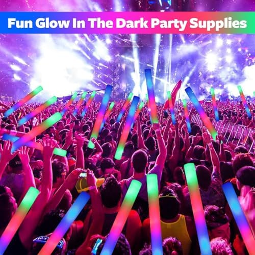 130 PCS LED Foam Glow Sticks with 3 Modes