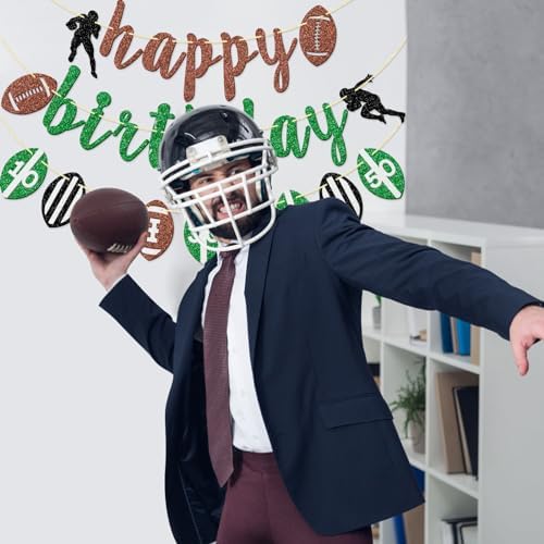 Football Birthday Banner Set with Glitter