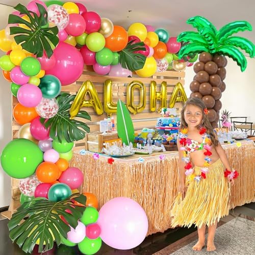 178Pcs Tropical Luau Balloons Arch Kit