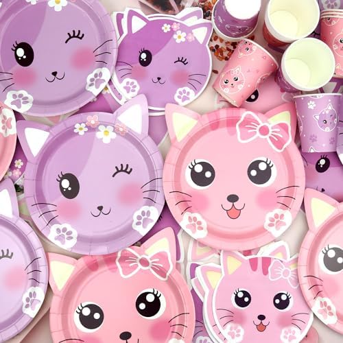 Cat Birthday Party Supplies Set 20 Piece Tableware for Kids