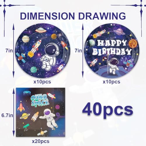40pcs Space Party Supplies Set for 24 Guests