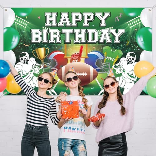 Large Football Birthday Banner for Kids Boys Party Decorations