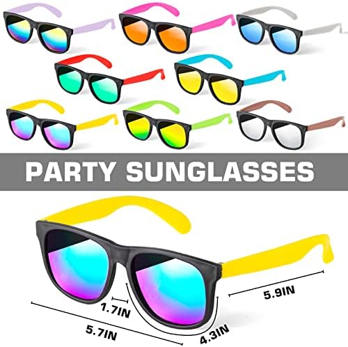 Cawiew 48 Pack Neon Plastic Sunglasses with UV400 Protection