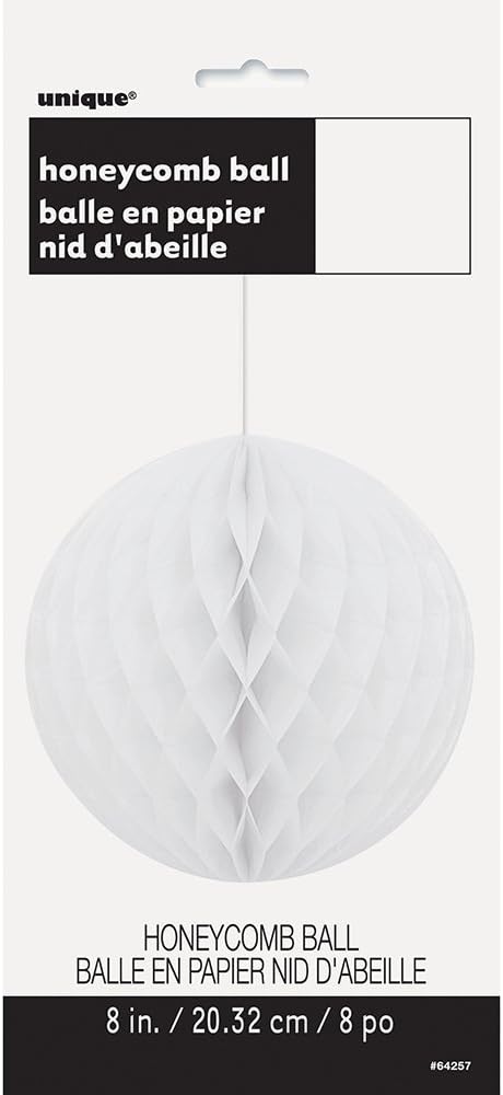 White Solid Honeycomb Ball 8 Inch 1 Count