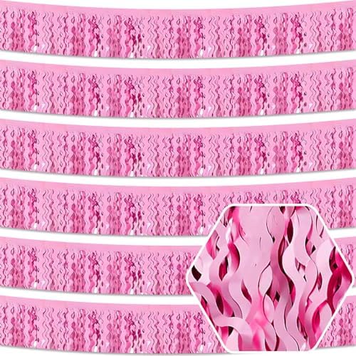 6 Pack 10 Feet Pink Metallic Foil Garland