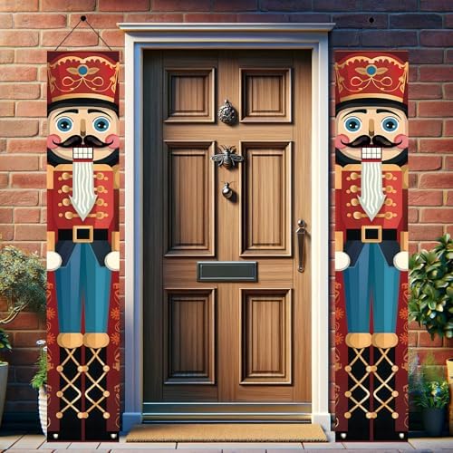 2PCS Christmas Nutcracker Banners for Front Porch