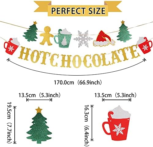 Glitter Christmas Hot Chocolate Banner for Holiday Decorations