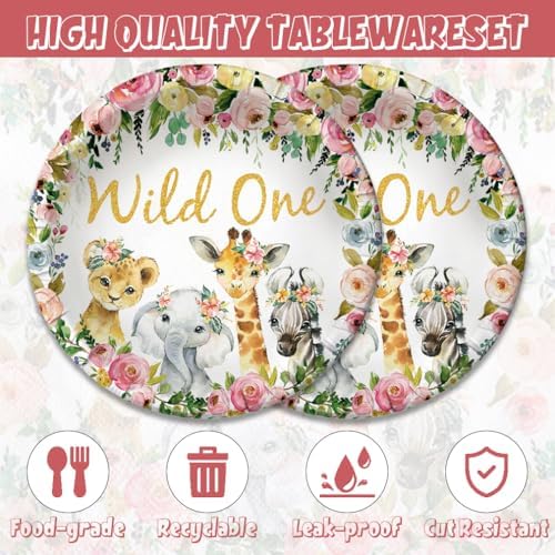 40PCS Wild One Animal Party Supplies Set