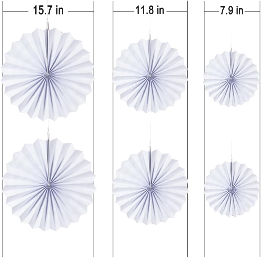 MOWO White Paper Fans 6pc Hanging Decor