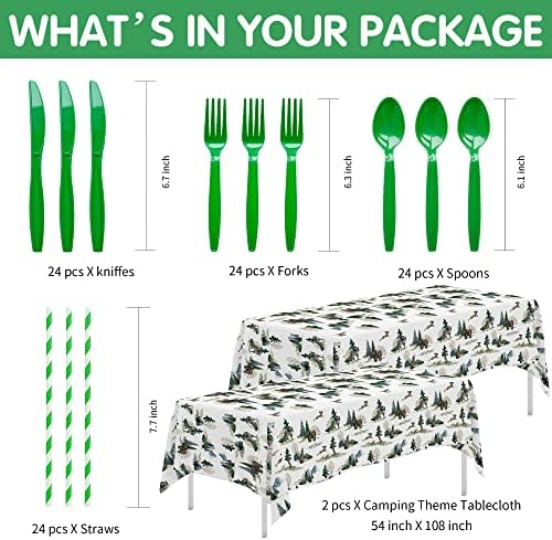 Camping Birthday Party Supplies Set for 24 Guests