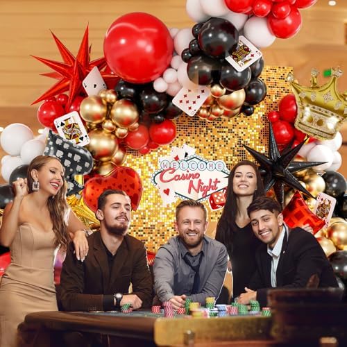 MURDIZZO 165pcs Casino Balloon Arch Decor Kit