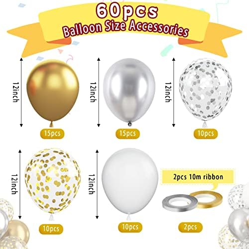 Paready 60 Pcs 12 Inch Metallic Balloons Set