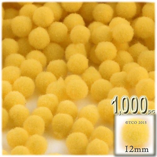 The Crafts Outlet 1000 Piece Multi Purpose Pom Poms Sun Yellow Acrylic 12mm