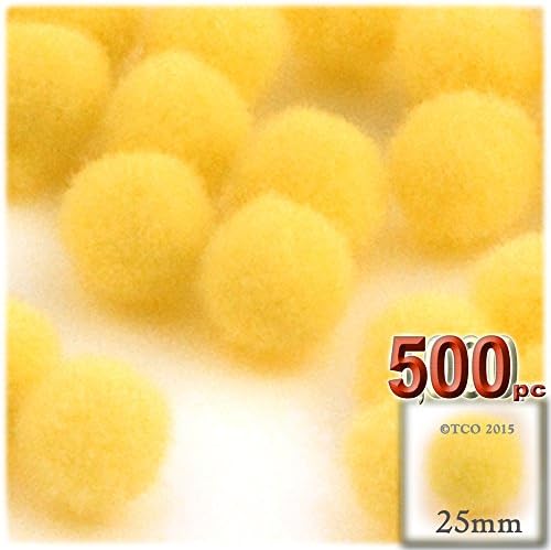 The Crafts Outlet 1000 Piece Light Yellow Pom Poms 25mm