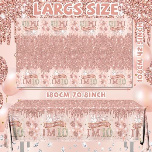 Rose Gold 10th Birthday Tablecloth Set of 3