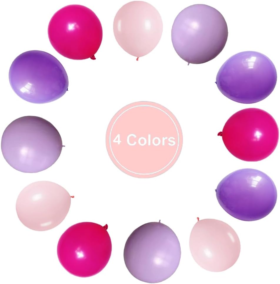 Pink Purple Balloons with Ribbon 100pcs 12 Inch Party Decorations