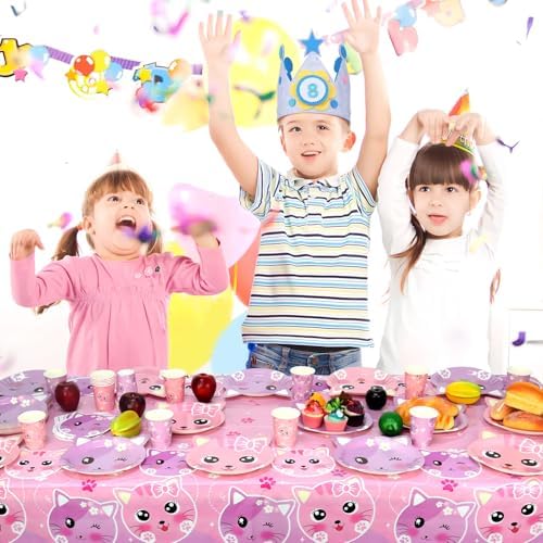 Cat Birthday Party Supplies Set 20 Piece Tableware for Kids