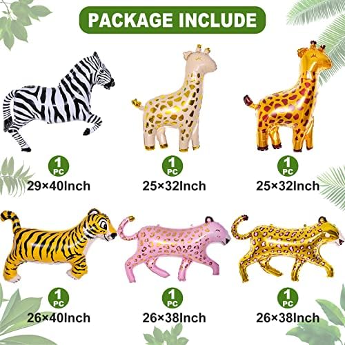 6 Pieces Giant Safari Animal Foil Balloons