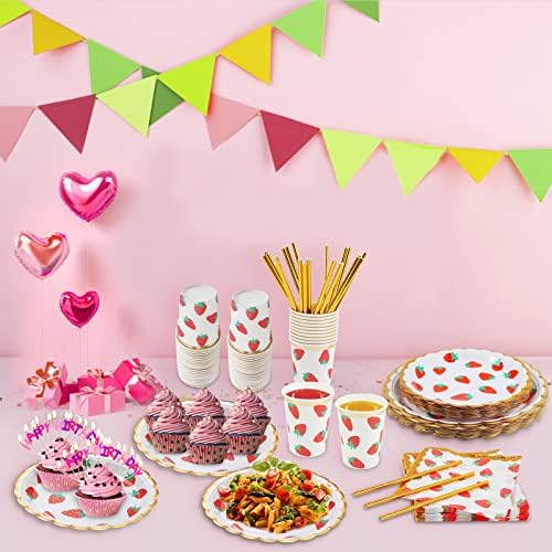 PULNDA Strawberry Disposable Tableware Set 120 Pieces