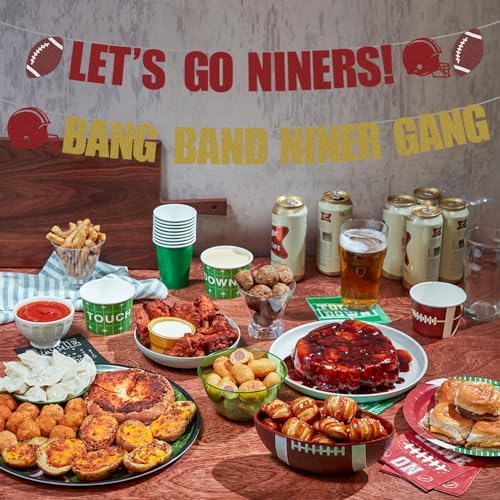 Lets Go Niners Glitter Banner Football Decor
