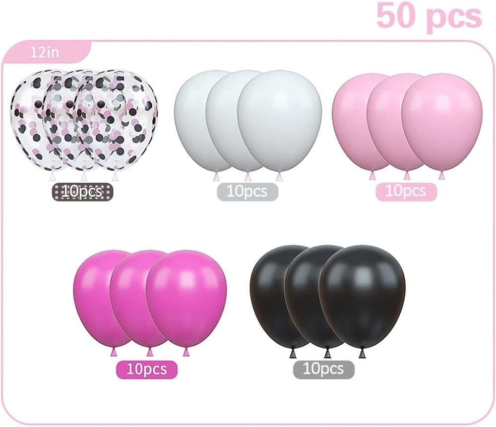 12inch Pink Rose Red White Black Balloons and Confetti Wedding Kit
